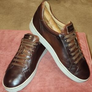 Magnanni Men's Dark Brown Leather Sneakers